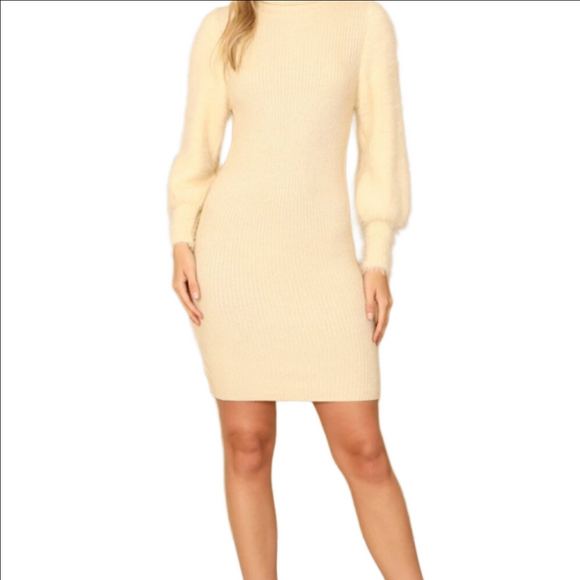 Thick Winter Knitted Bodycon Ribbed Sweater Dress - Picture 5 of 17